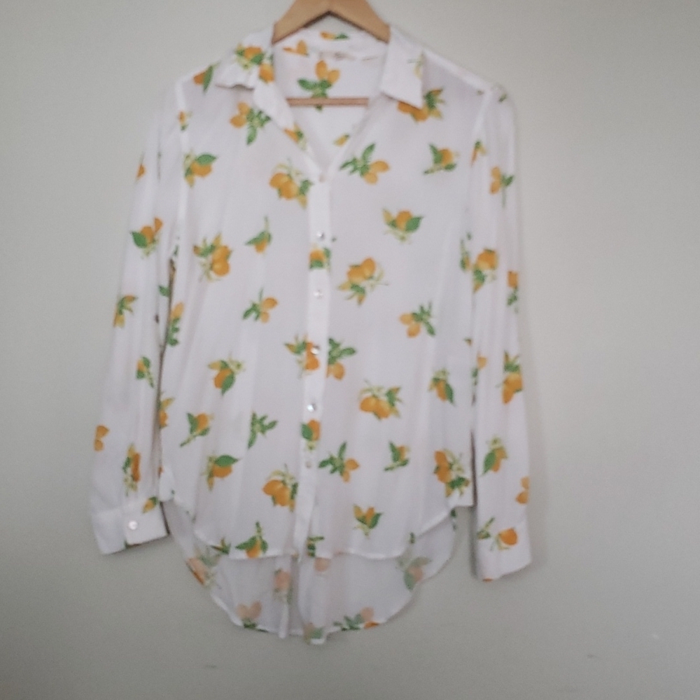 Jane and Delancey Lemon Print Button Down Shirt